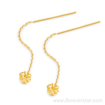 Forever Star Real 18k Yellow Gold Heart Earring